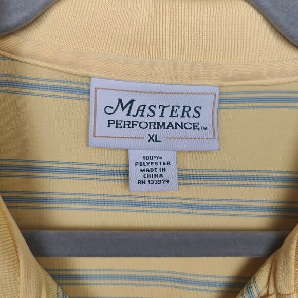 Vintage Masters Performance Polo Shirt Mens XL Yellow Green Stripe Preppy Golf - Picture 7 of 9